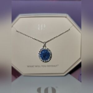 BP 2424 Lab Created Blue Ice Crystal Necklace Rhodium Plating